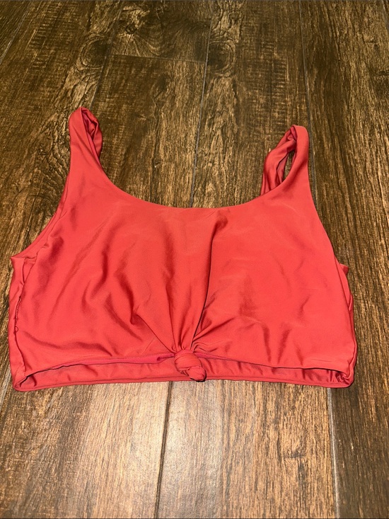 Other - Knot Front Crop Swim Top in Coral Red
